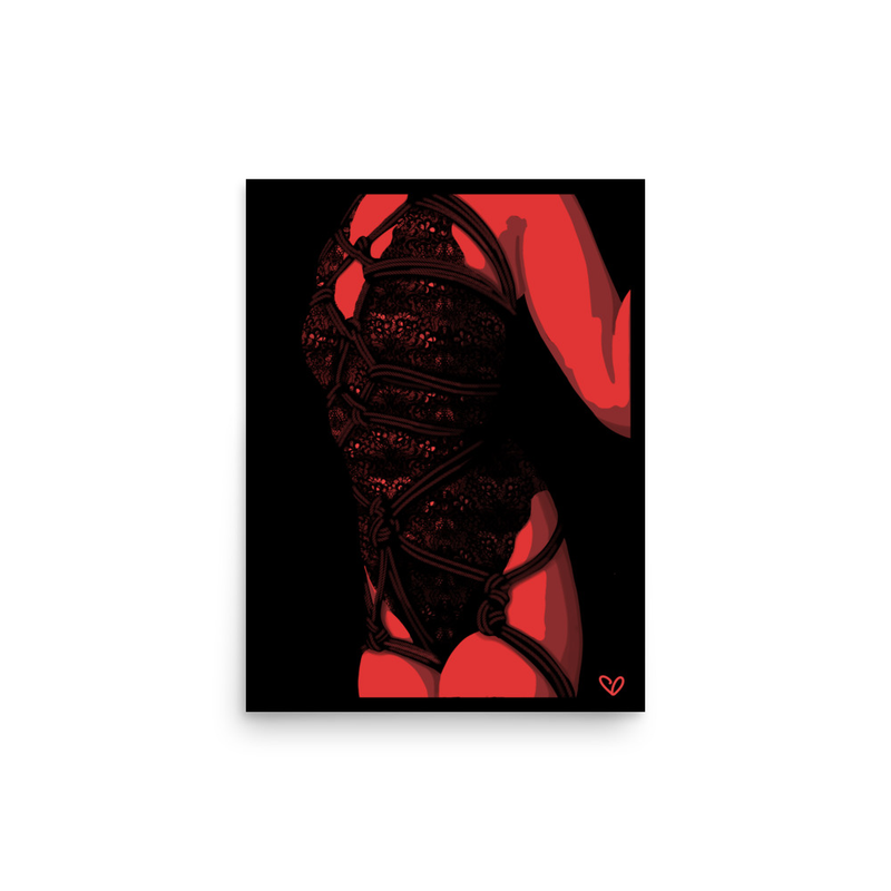 Bound Desire Original Artwork Print | Shibari Art Boudoir High Contrast Erotic Rope Poster