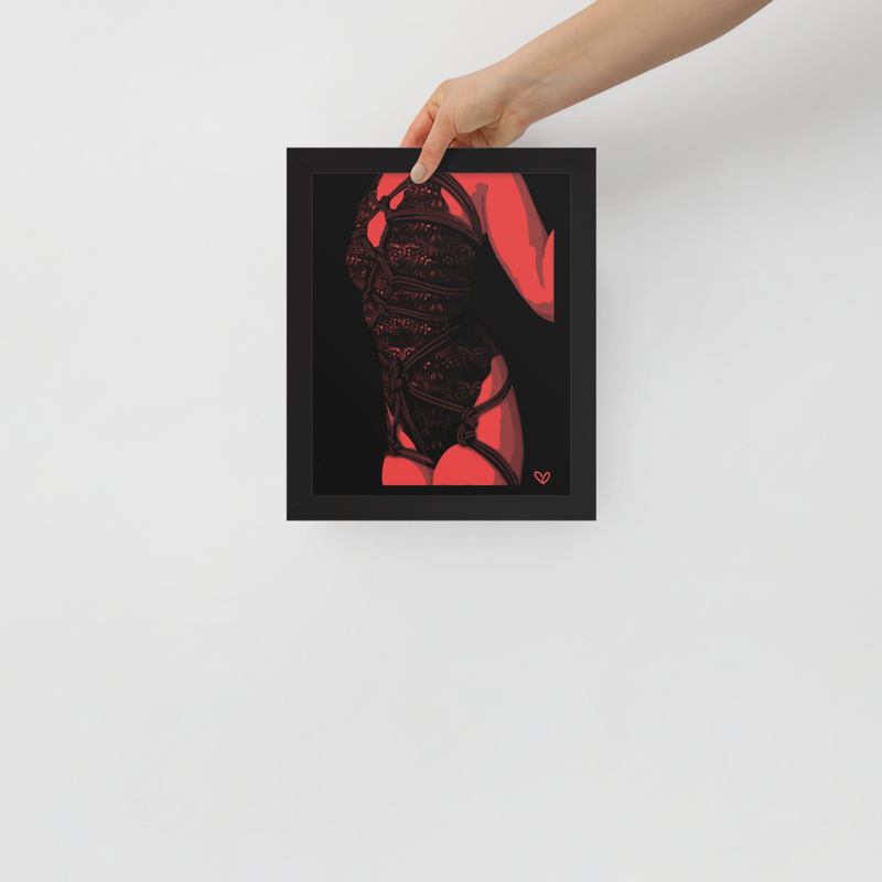 Bound Desire Original Artwork Print | Boudoir Shibari Art High Contrast Framed Poster, Sensual Shadow Work, 