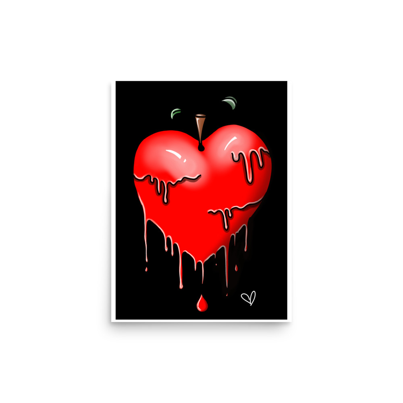 Forbidden Fruit Art | Bleeding Apple Heart Digital Print | Feminist Spiritual Wall Decor