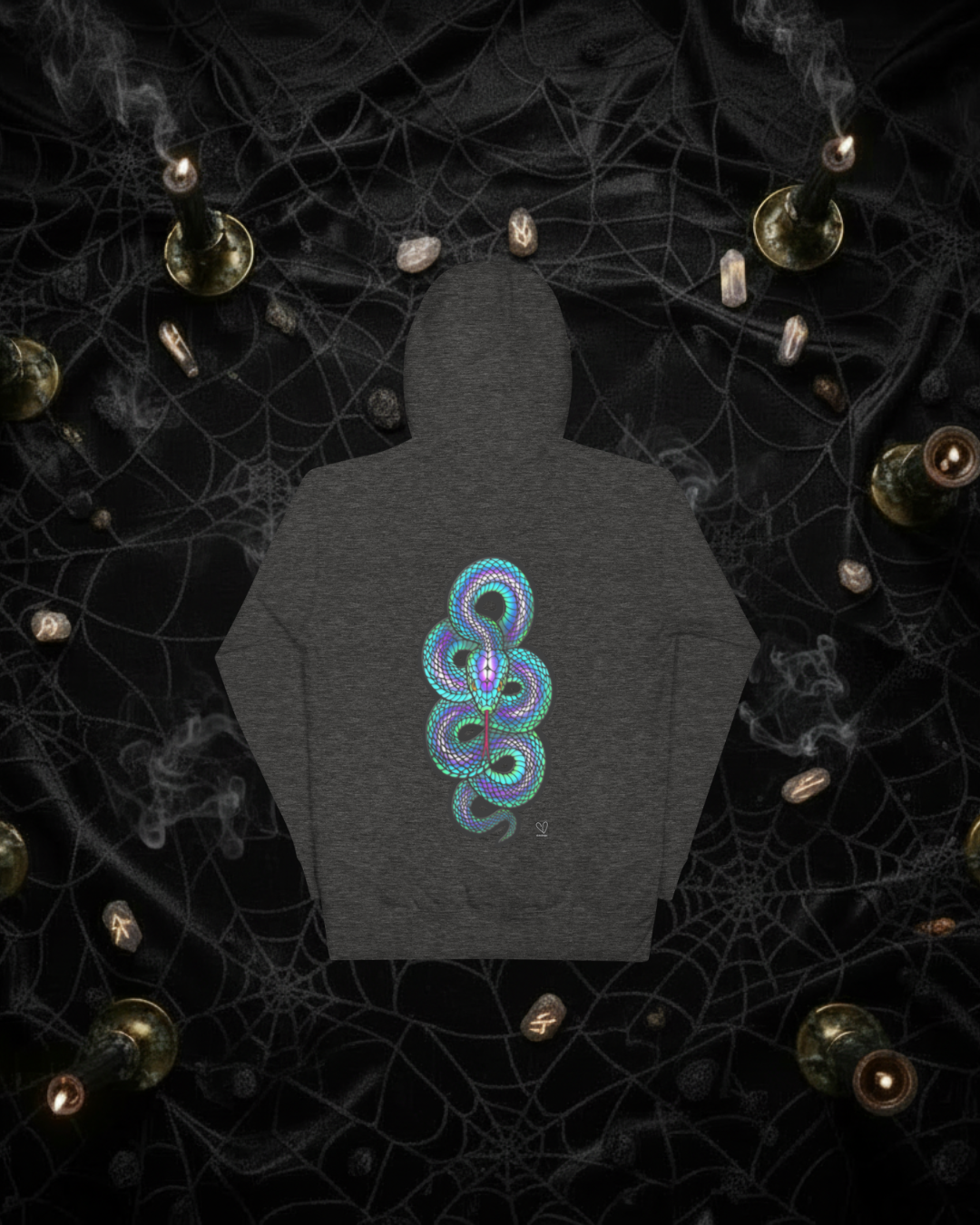 Stained Glass Snake Hoodie Unisex Cotton Sweatshirt Mystic Serpent Gift for Witchy Lovers
