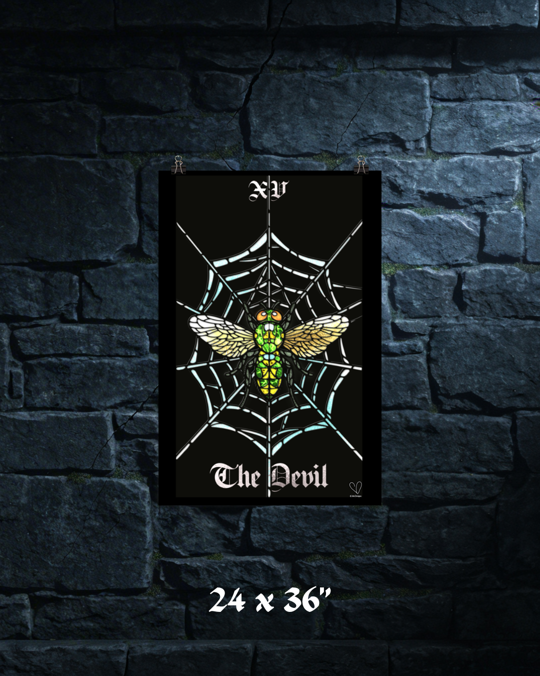Creeping Shadows Tarot Print: The Devil – Fly on Spiderweb