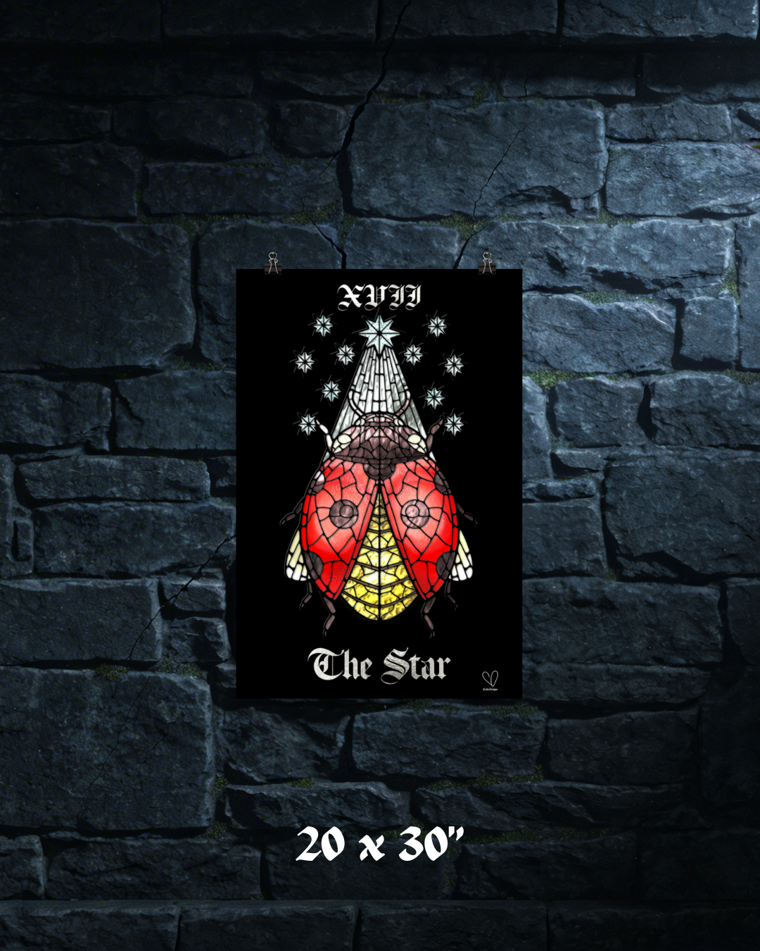 Creeping Shadows Tarot Print: The Star – Ladybug