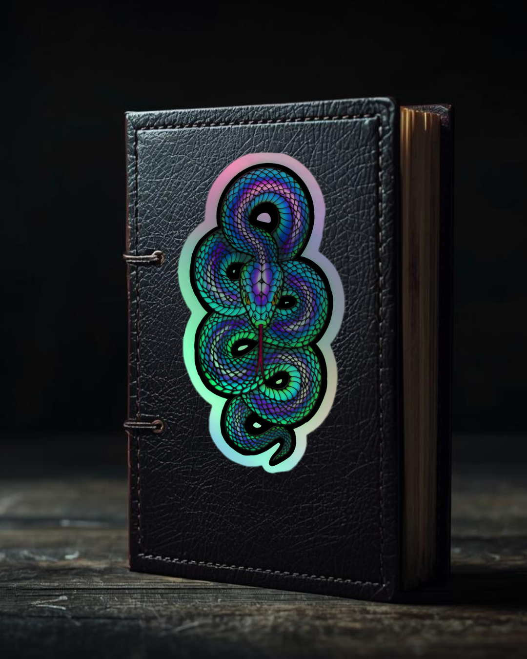 Stained Glass Snake Holographic Sticker, Mystical Occult Vinyl Decal, Witchy Accessories, Kundalini Snake Art