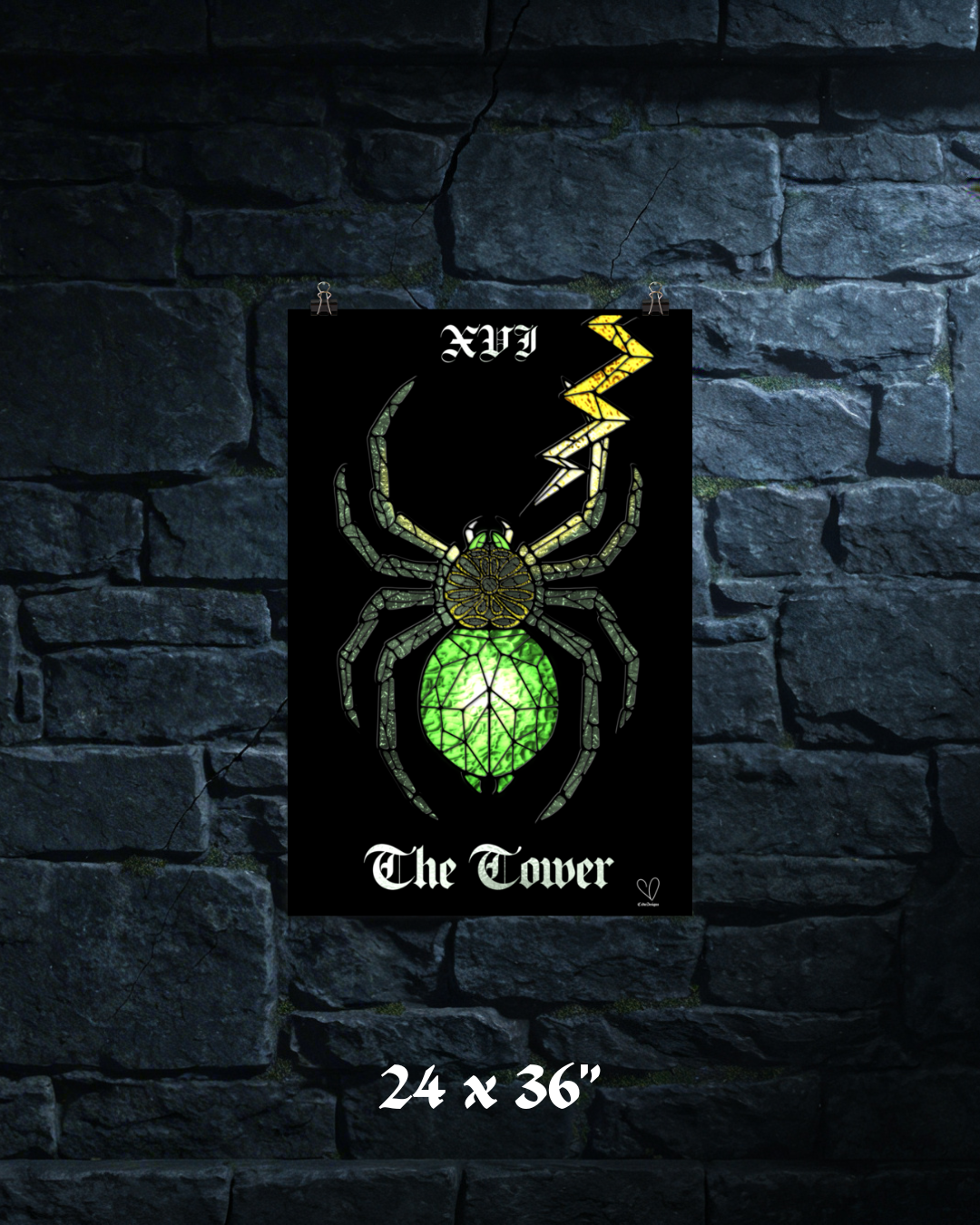 Creeping Shadows Tarot Print: The Tower – Spider