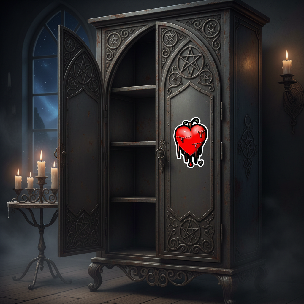 Forbidden Fruit Magnet, Bleeding Apple Heart Artwork, Mystic Gift, Fridge Art, Shadow Work, Digital Drawing, Montreal Artist