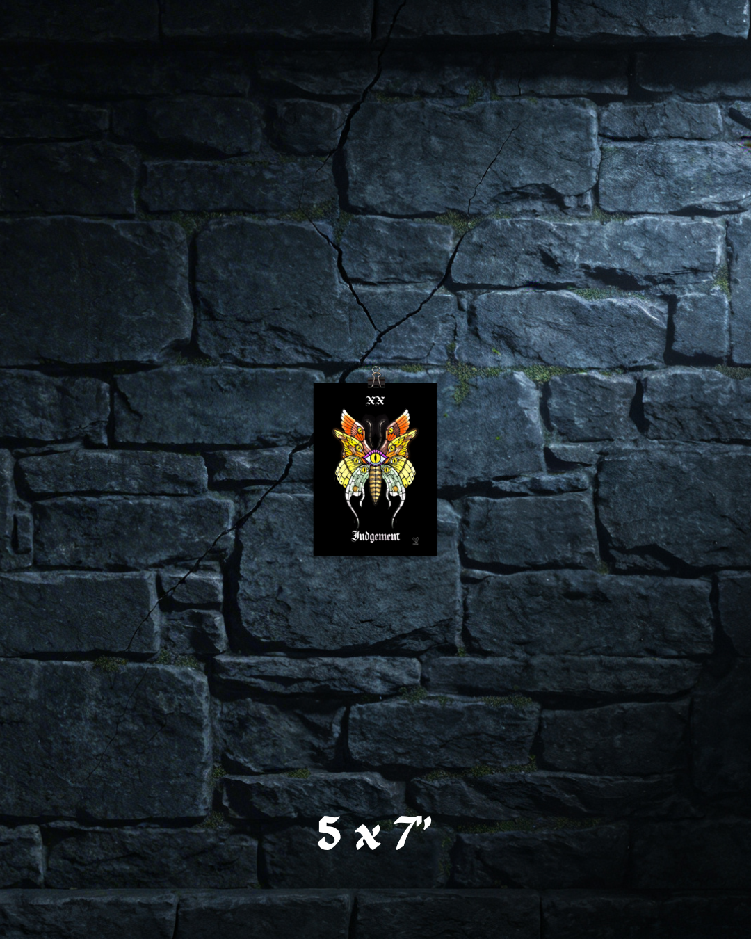 Creeping Shadows Tarot Print Judgement Butterfly Seraphim Stained Glass Mystic Art Spiritual Wall Decor Major Arcana Tarot Wall Art