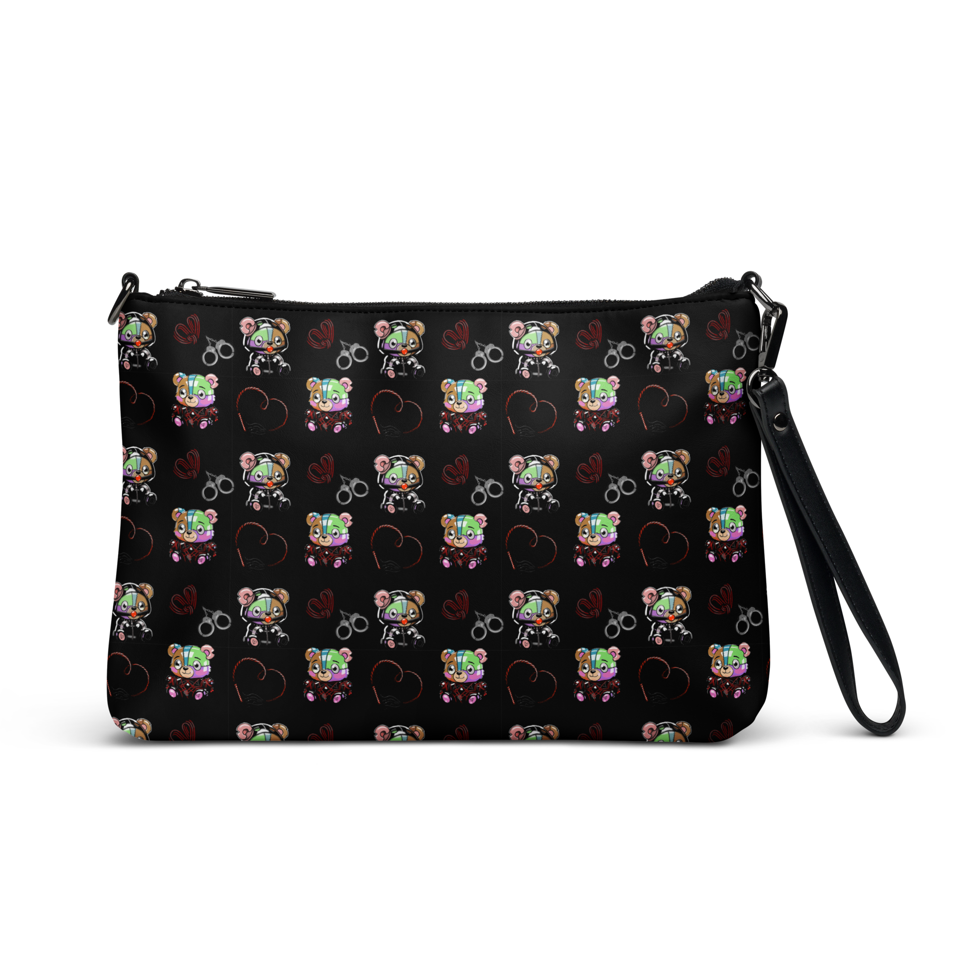 Kinky Teddy Pattern Clutch Purse - BDSM Shibari Bears Crossbody bag