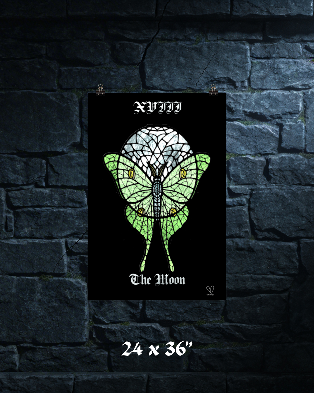 Creeping Shadows Tarot Print: The Moon – Luna Moth