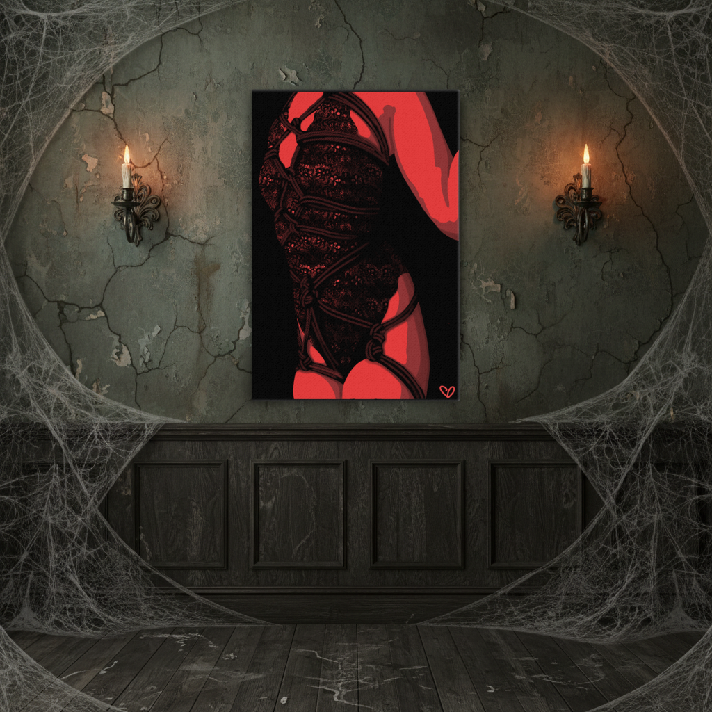 Bound Desire Original Artwork Print | Shibari Art Boudoir High Contrast Erotic Rope Poster