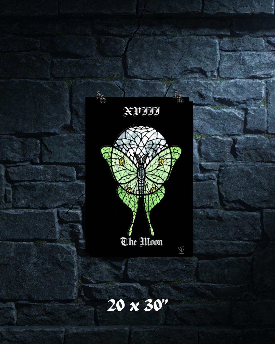 Creeping Shadows Tarot Print: The Moon – Luna Moth