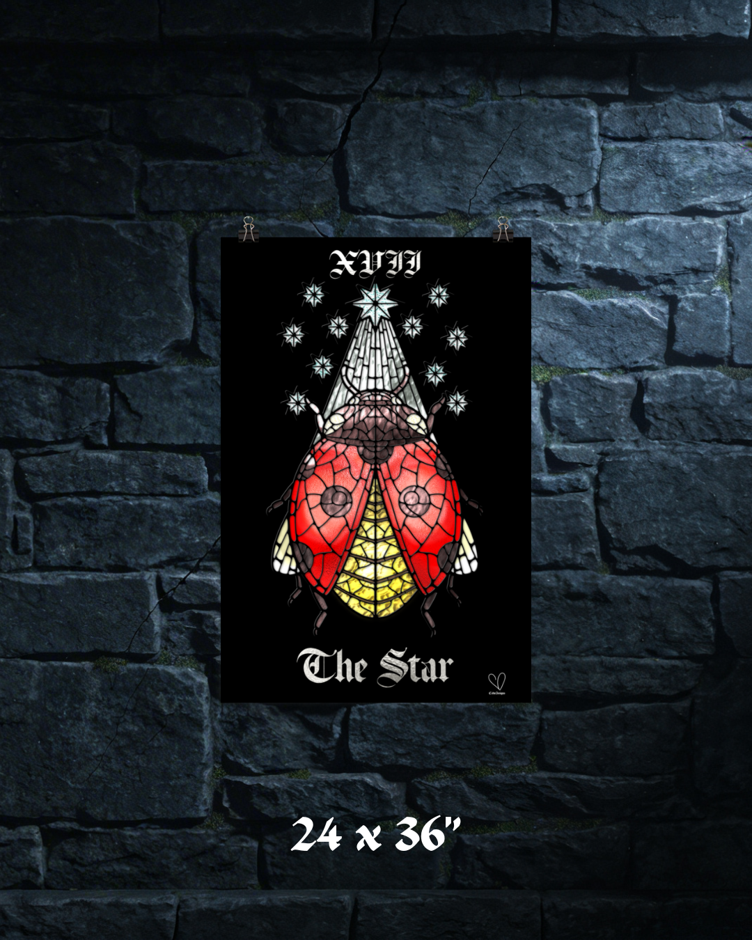 Creeping Shadows Tarot Print: The Star – Ladybug