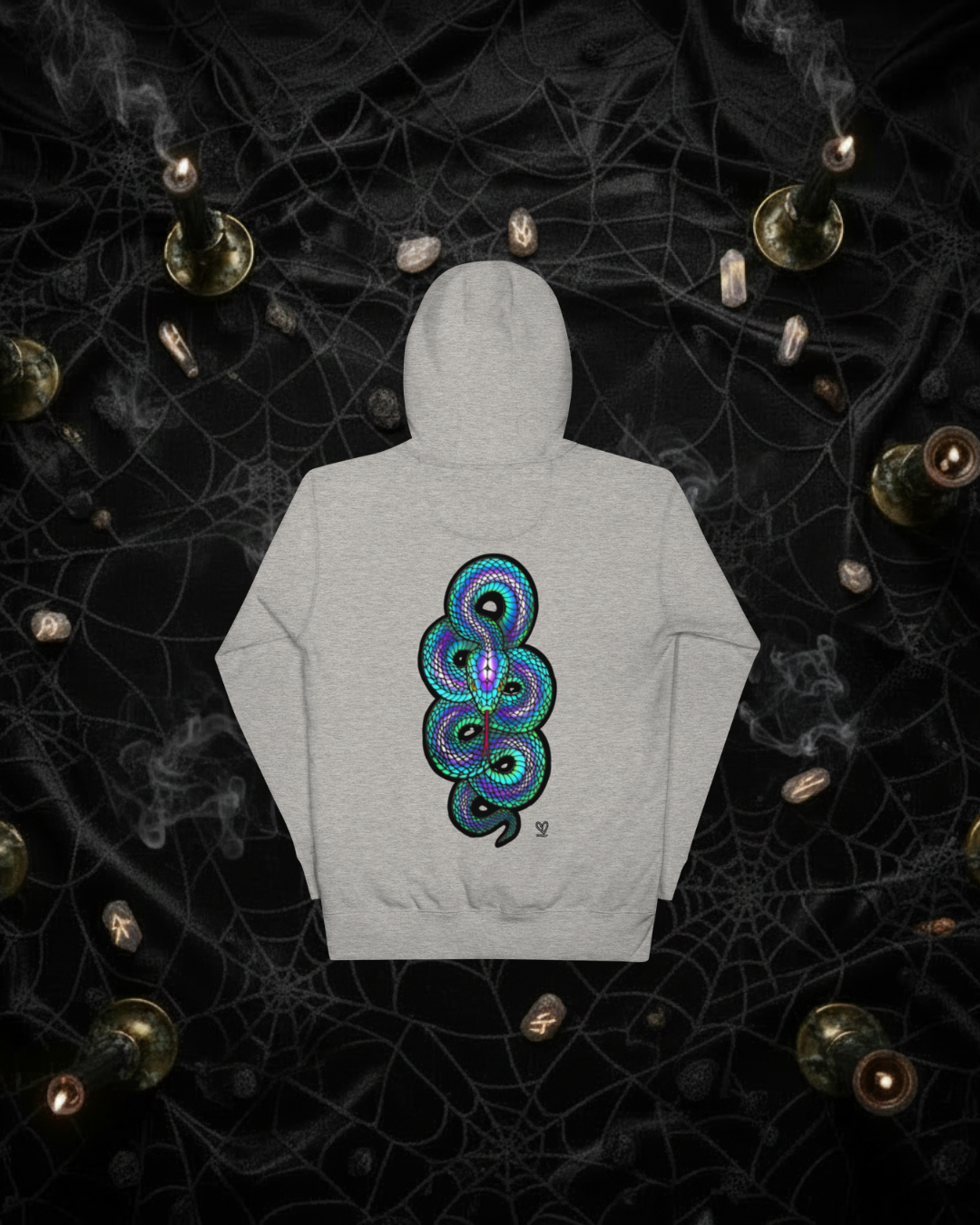 Stained Glass Snake Hoodie Unisex Cotton Sweatshirt Mystic Serpent Gift for Witchy Lovers
