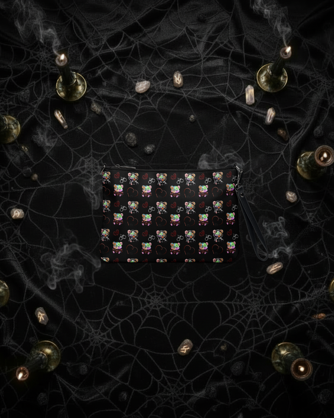 Kinky Teddy Pattern Clutch Purse - BDSM Shibari Bears Crossbody bag