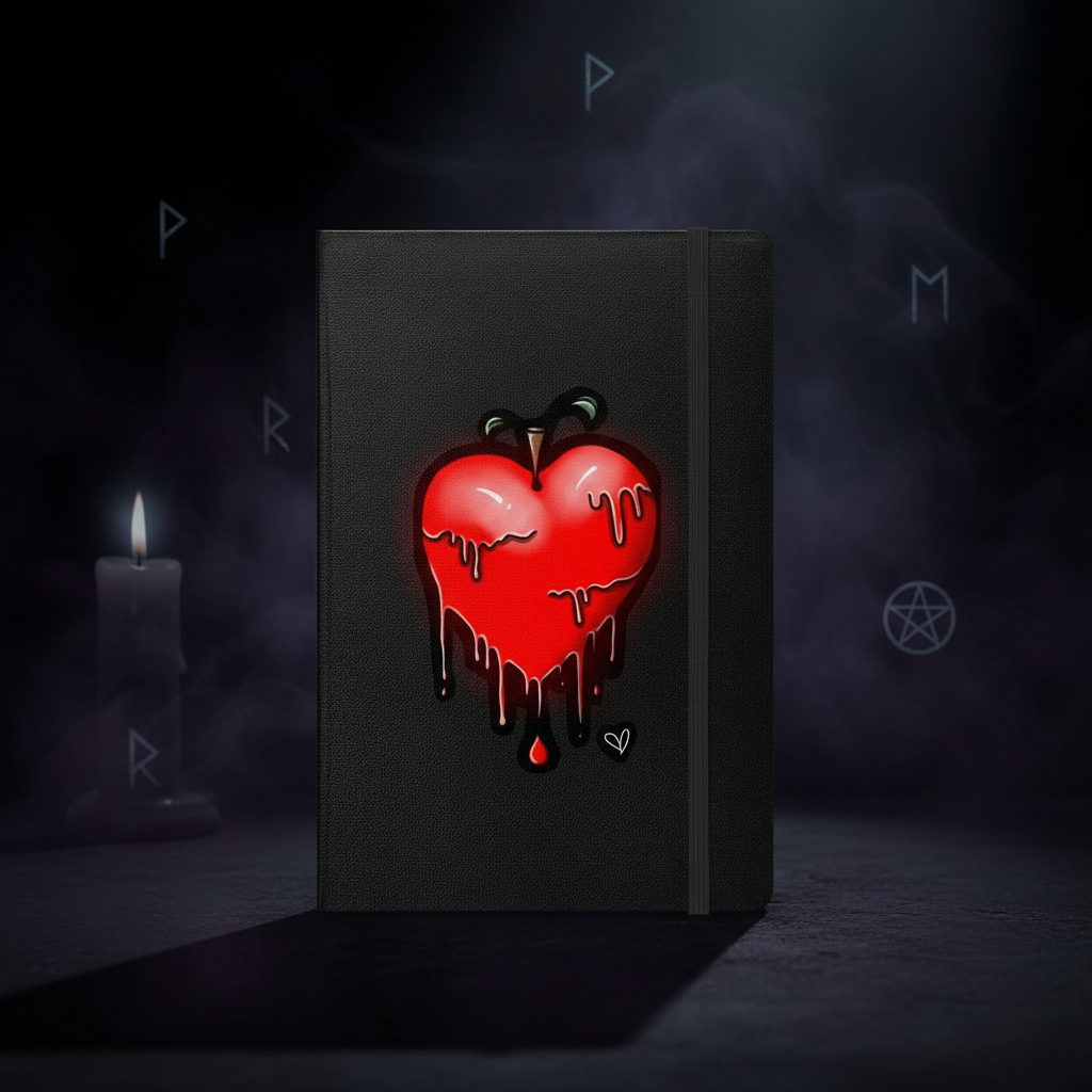 Forbidden Fruit Hardcover Notebook with Bleeding Apple Heart Artwork | Shadow Work Journal, Spiritual Poetry Notebook, 