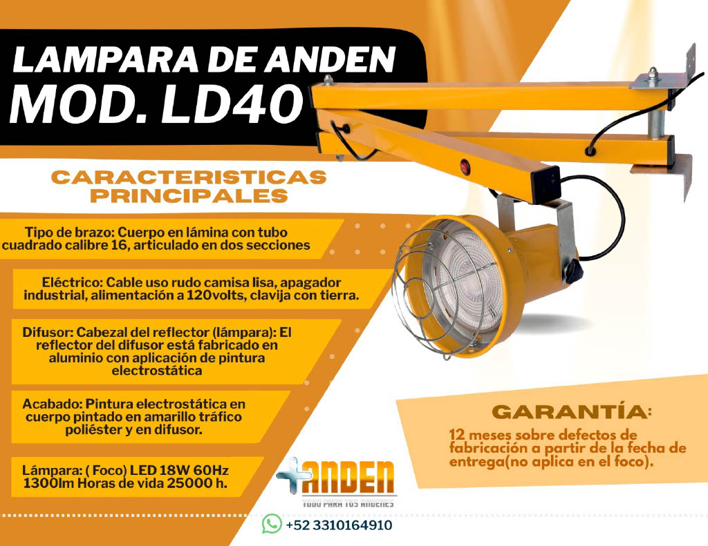 LAMPARA DE ANDEN MODELO  LD40