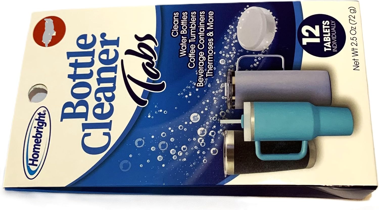 Tablets for cleaning Homebright Bottle Cleaner Tabs Water Bottles Coffee Tumblers 12 Tablets 1 pack(12)