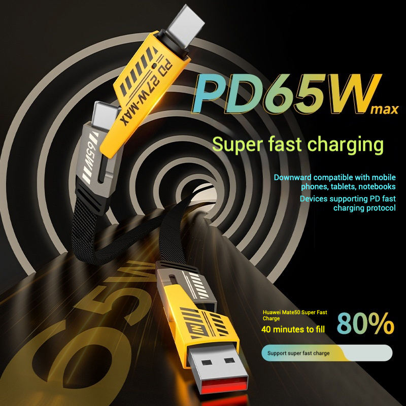 Fast Charger for Phone PD 65W Fast Charger Cable USB Type C Cable 4 in 1 Converter USB Charging Data Cable (3.5ft long)