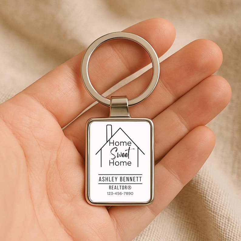 Personalized Realtor Closing Gifts, Custom Metal Keychain Bulk, New Homeowner Gift, Real Estate Client Thank You, Housewarming Gift