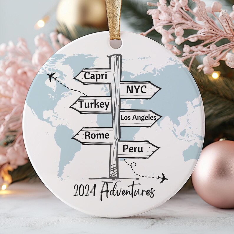 Personalized Travel Ornament, Travel Christmas Ornament, Vacation Ornament, Ornament Gift, Travel Gift, Tree Ornament, Travel Ornament