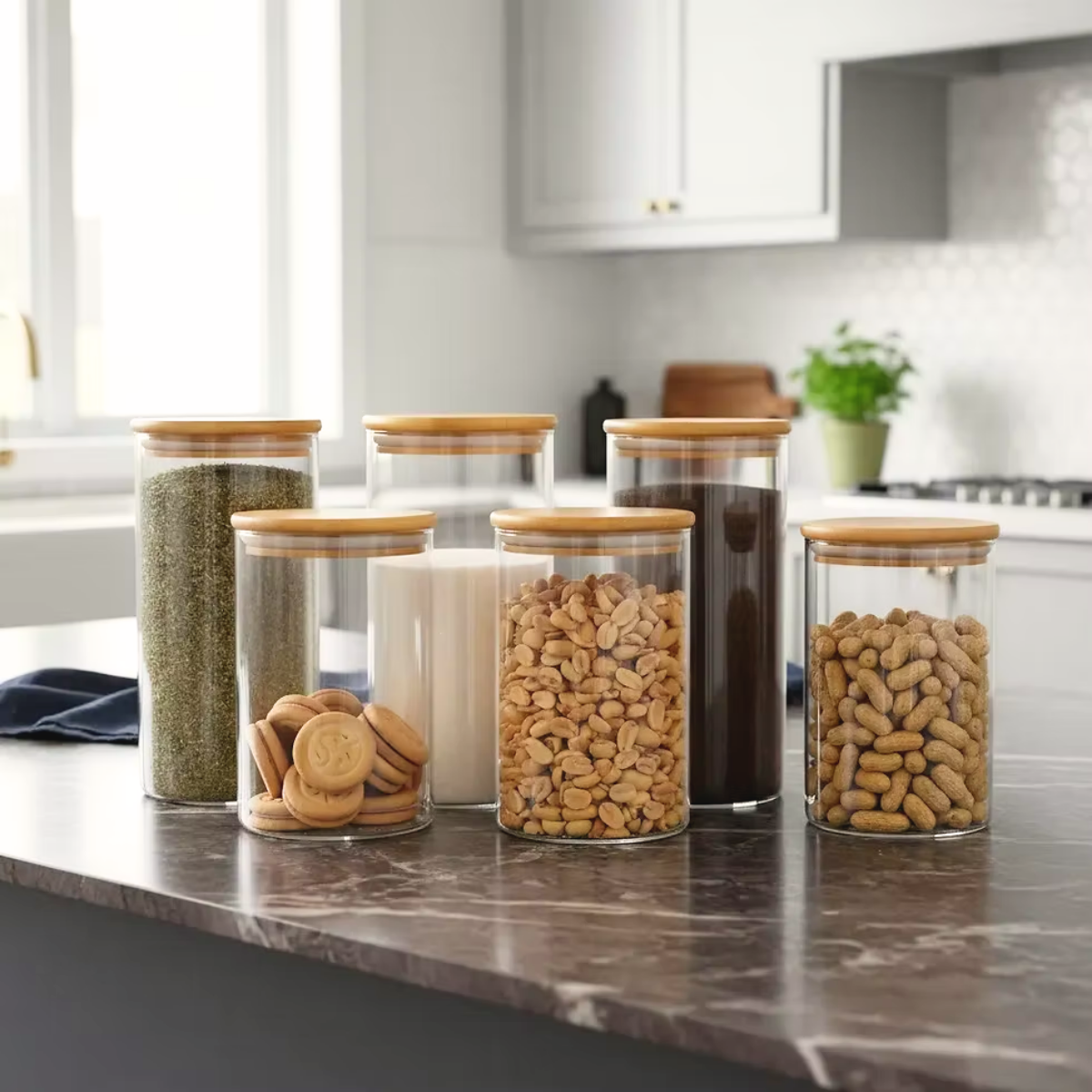 Frasco de Vidrio y Bambú 1 Litro 