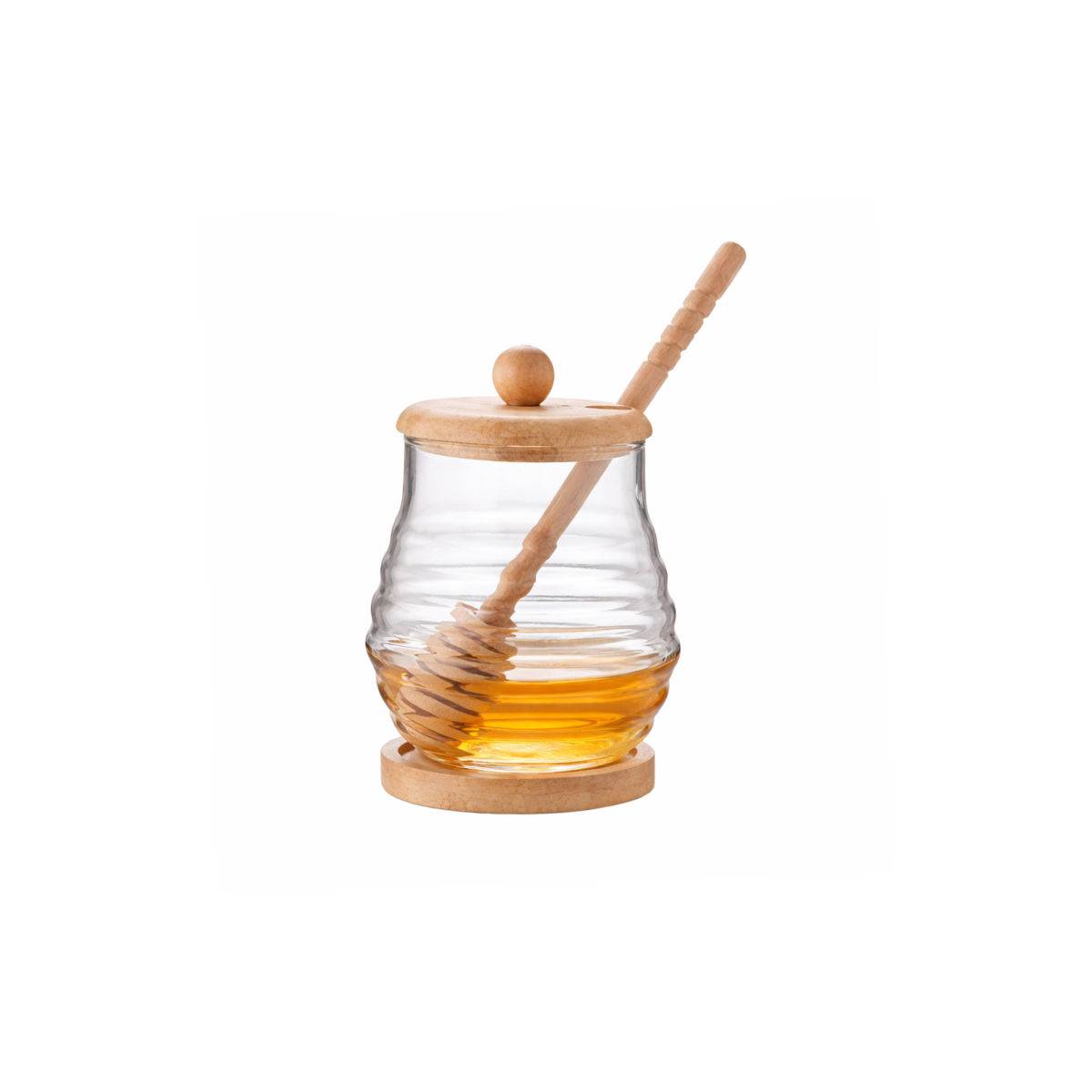 Mielera de Vidrio y Bambú 