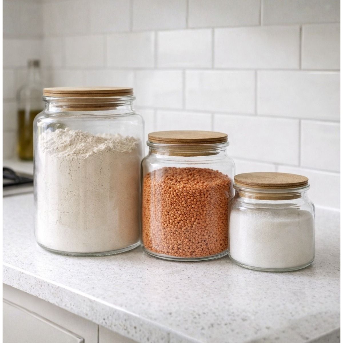 Frasco de Vidrio y Bambú 890 ml Heverin