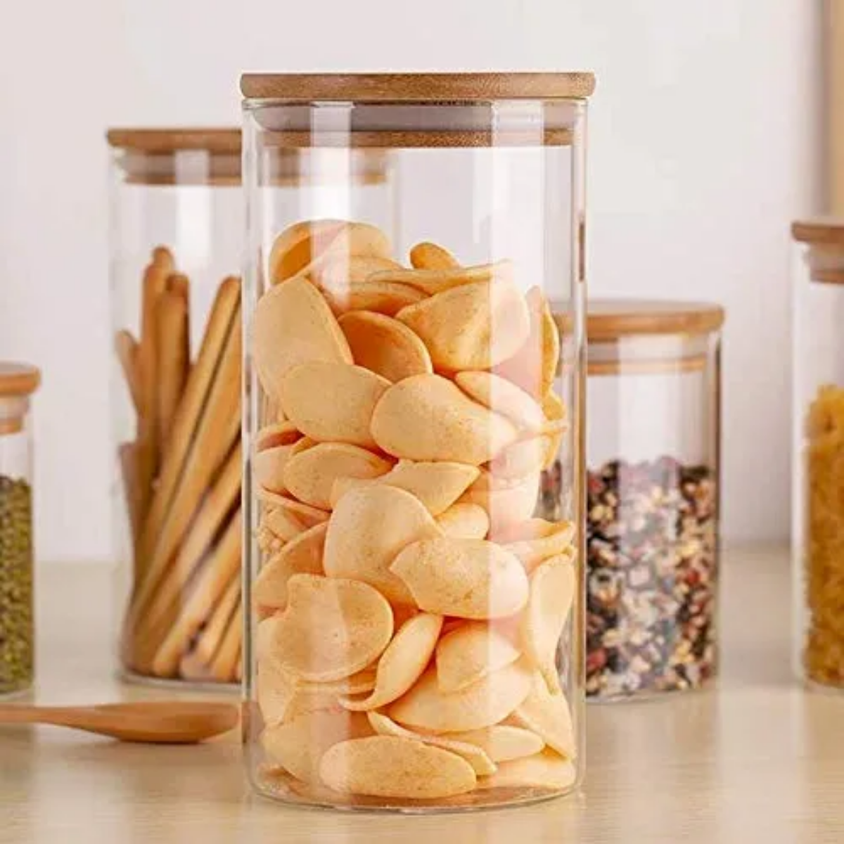 Frasco de Vidrio y Bambú 1,1 Litros 