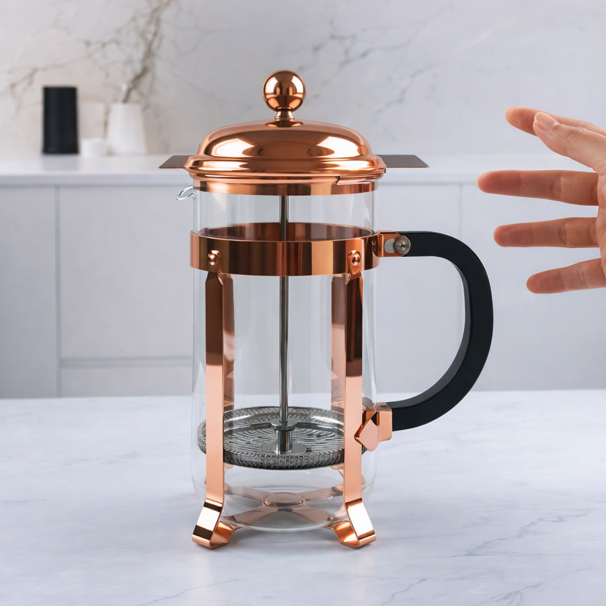 Prensa Francesa de Vidrio y Metal Cobrizo 800 ml