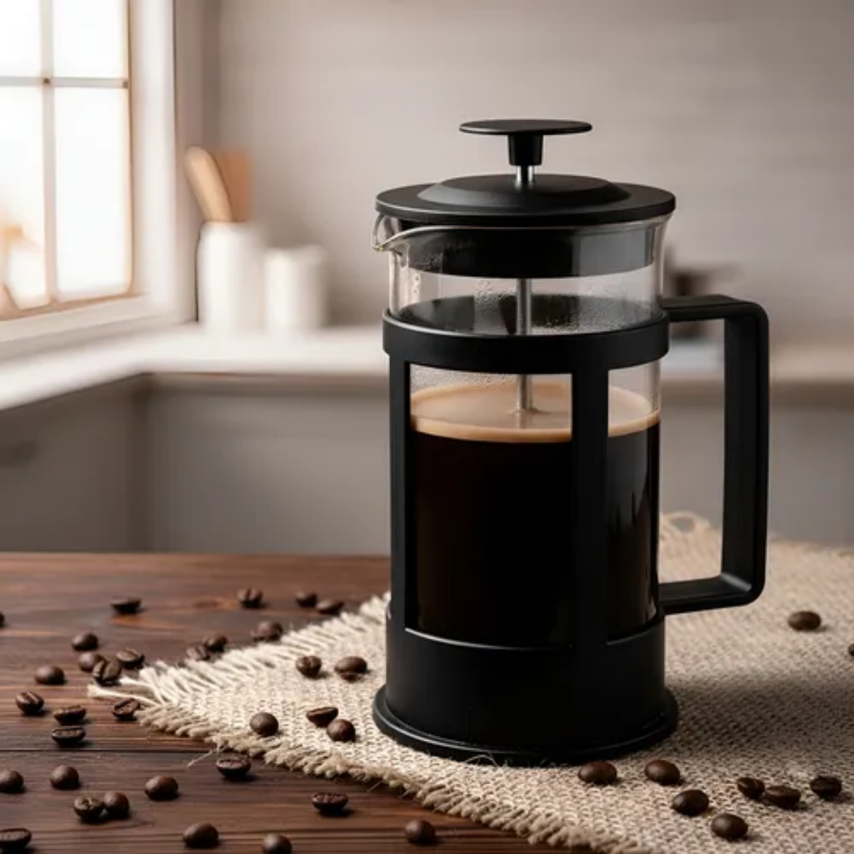 Prensa Francesa de Plastico Negro 350 ml 