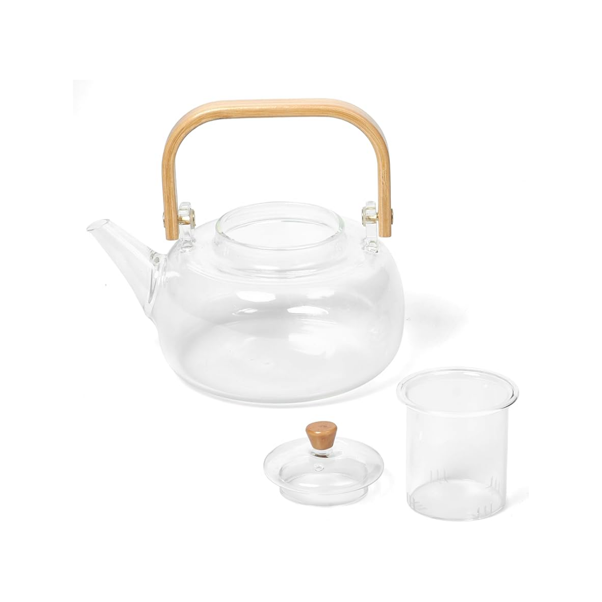 Tetera de Vidrio y Bambú con Infusor 1 Litro