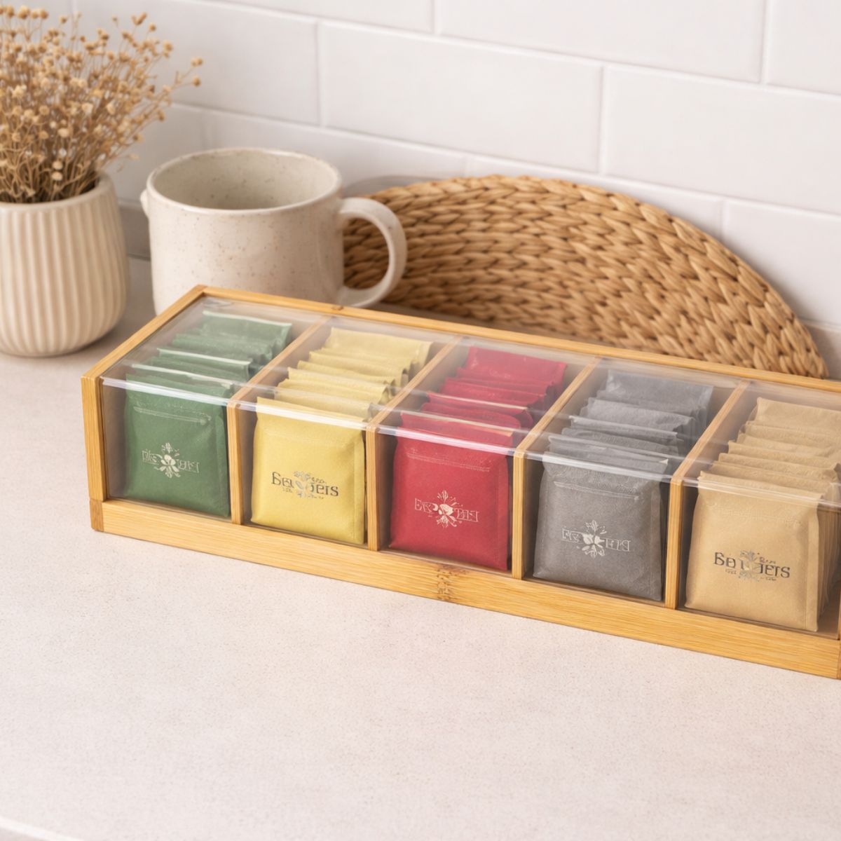 Caja para Té de Bambú 5 Divisiones Only