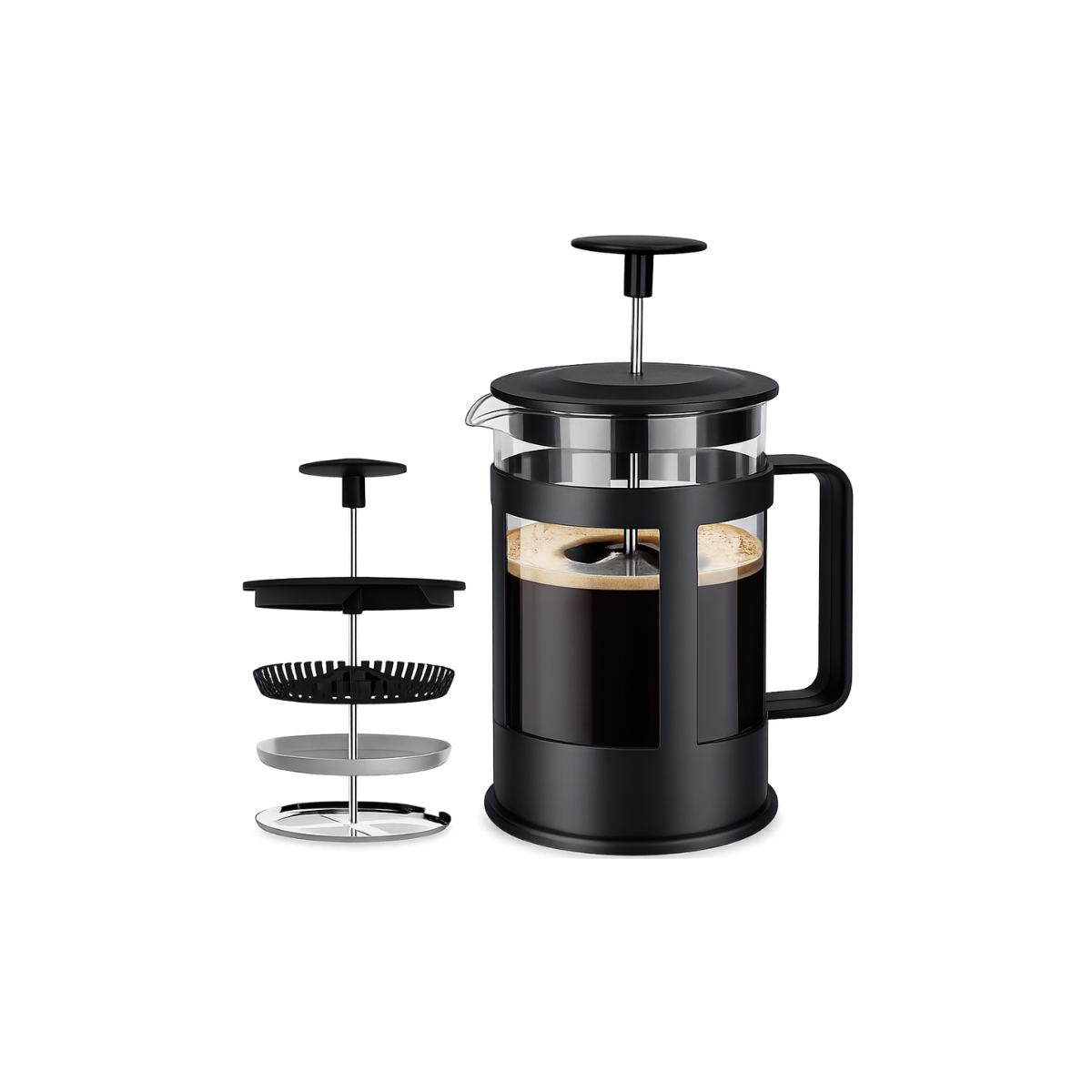 Prensa Francesa de Plastico Negro 350 ml 