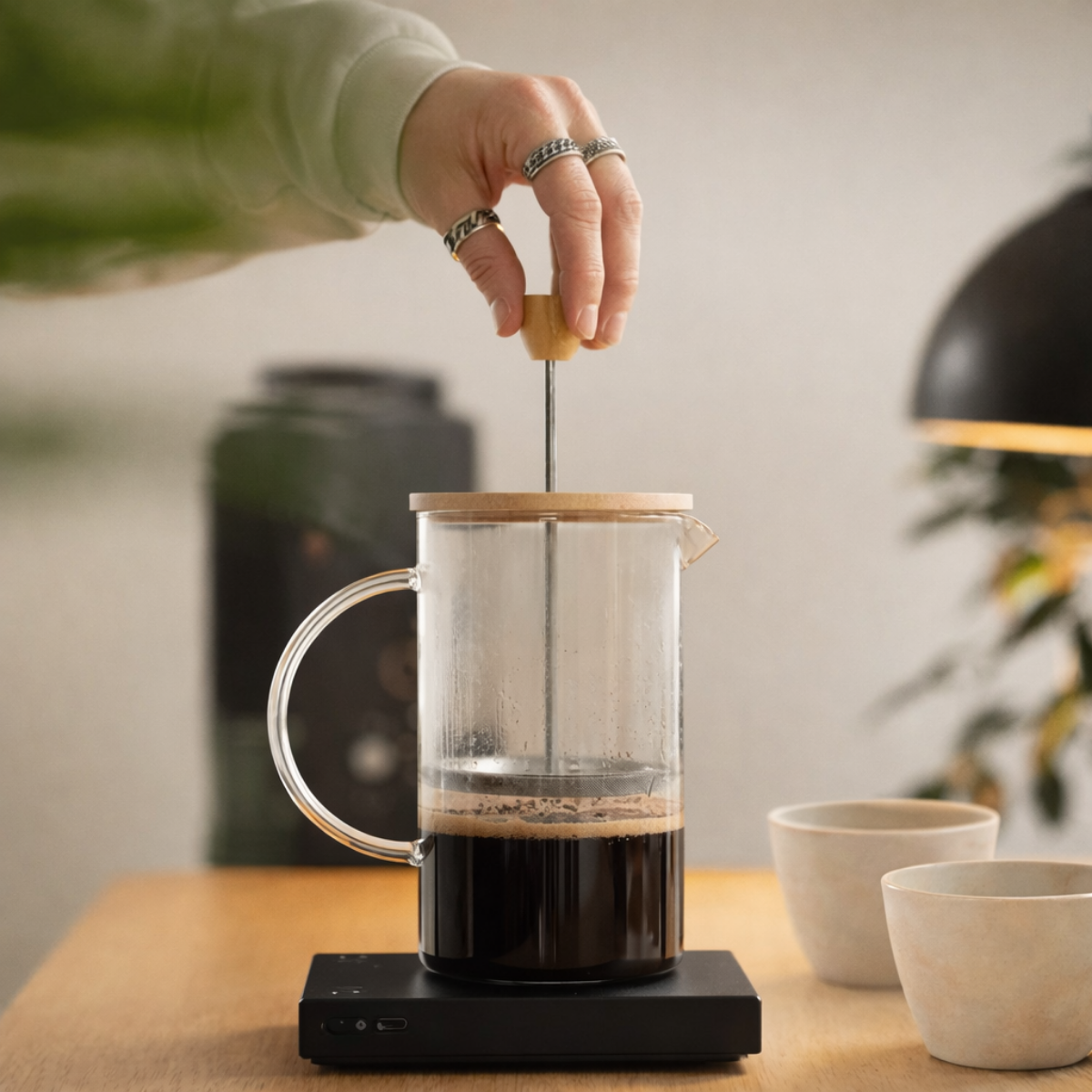 Prensa Francesa de Vidrio y Bambú 600 ml