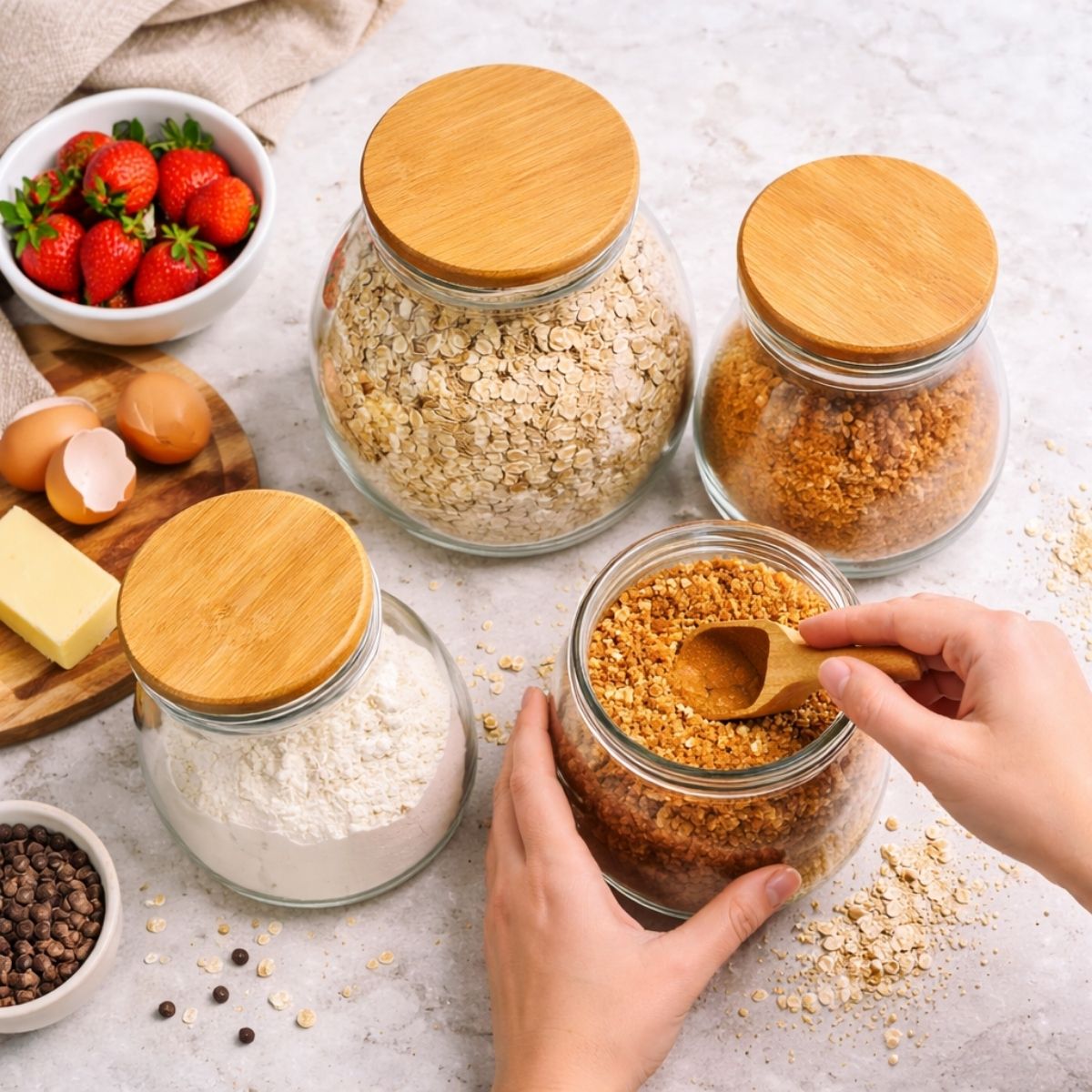 Frasco de Vidrio y Bambú 800 ml Heverin