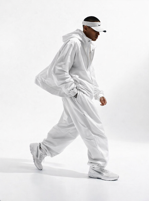 White Windbreaker Jacket, Visor & Sweatpant Fit