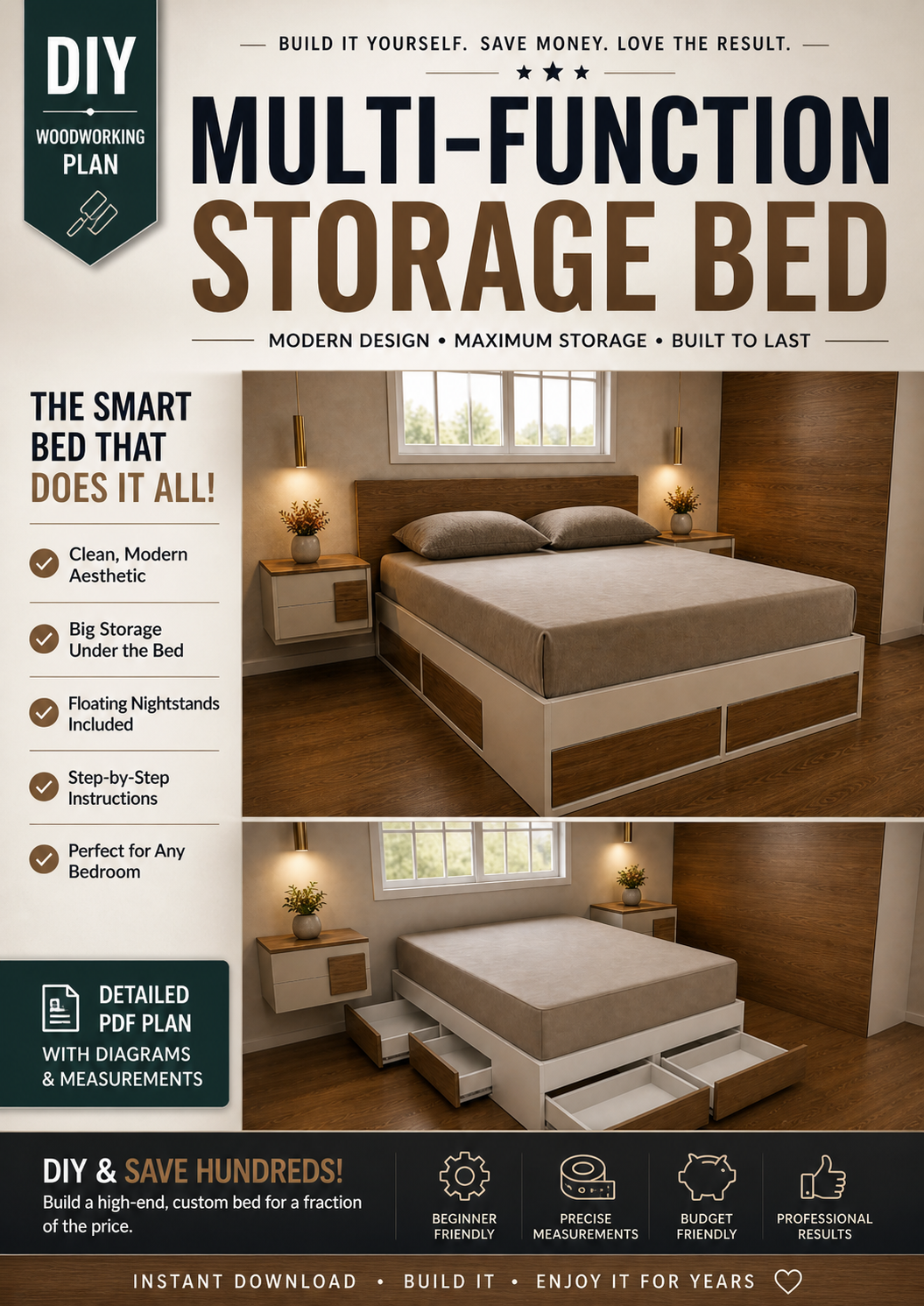Design of bed with drawer DY