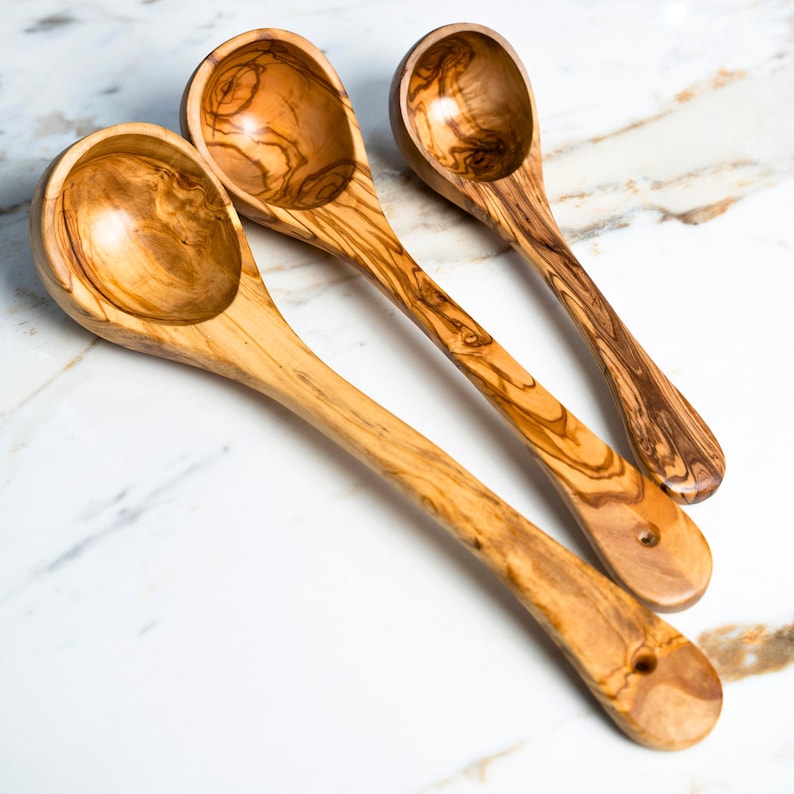 Olive Wood ladle ? Handmade Wooden Cooking ladle luxury ? Rustic Kitchen Utensils ? Natural Olivewood Tunisia