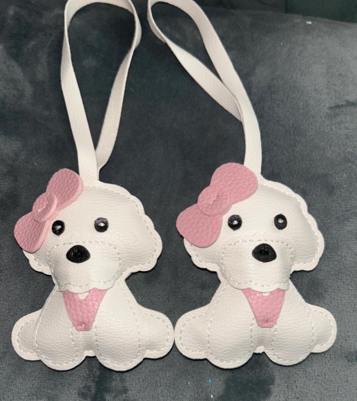 Leather Bichon Frise Keychain