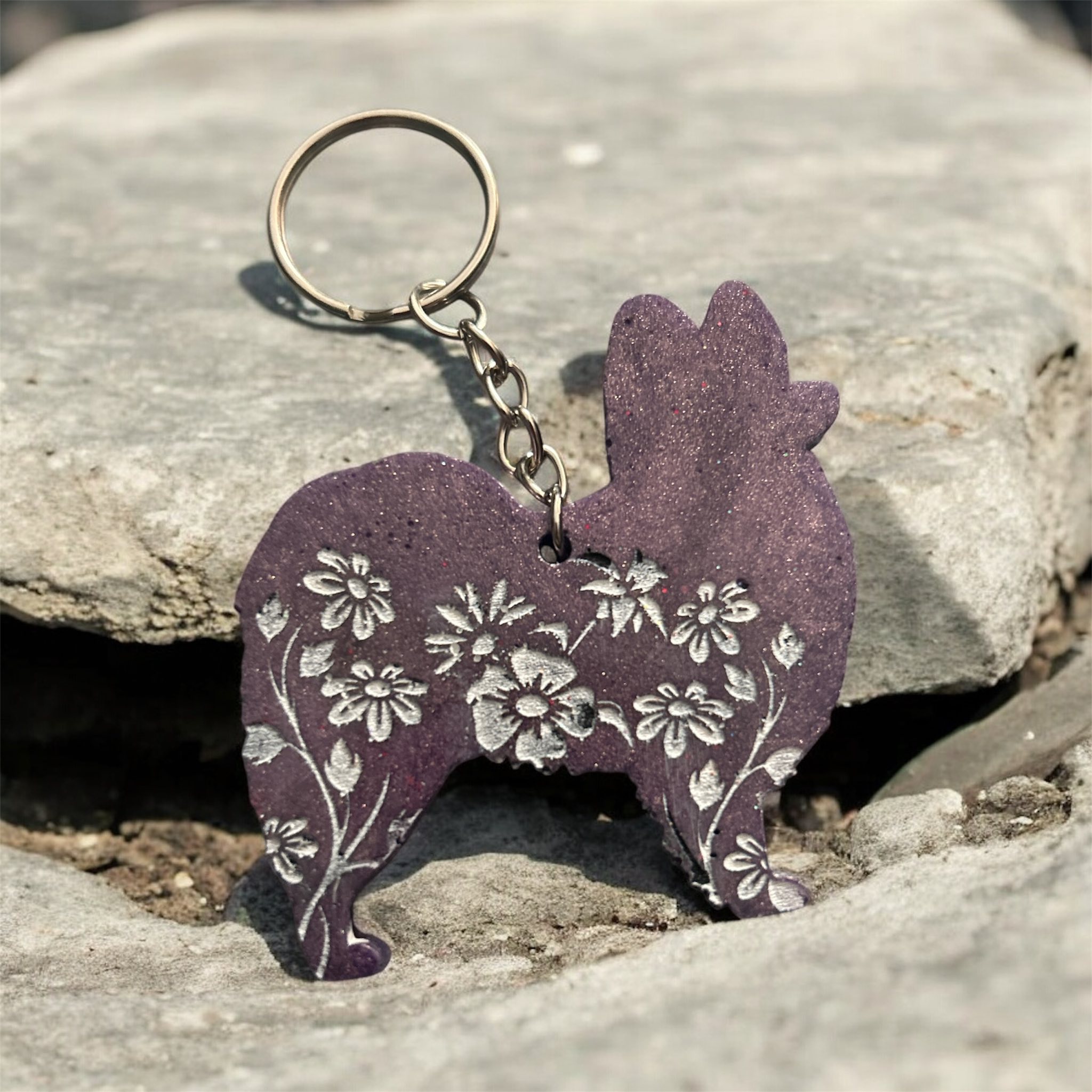 Papillon Epoxy Resin Keychain