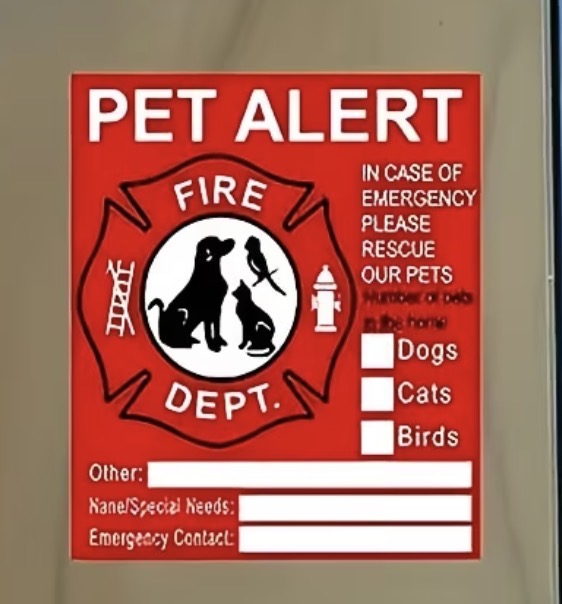 Pet Emergency Window Sticker