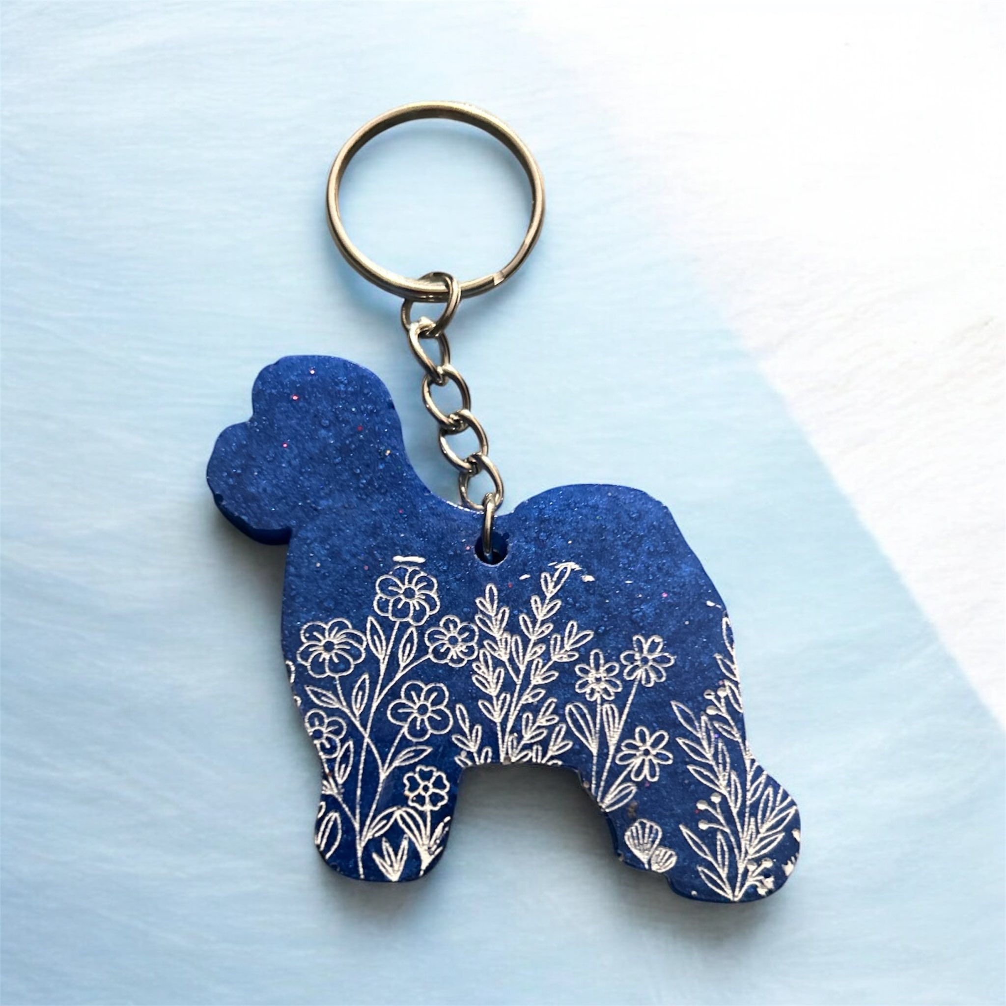 Old English Sheepdog Epoxy Resin Keychain