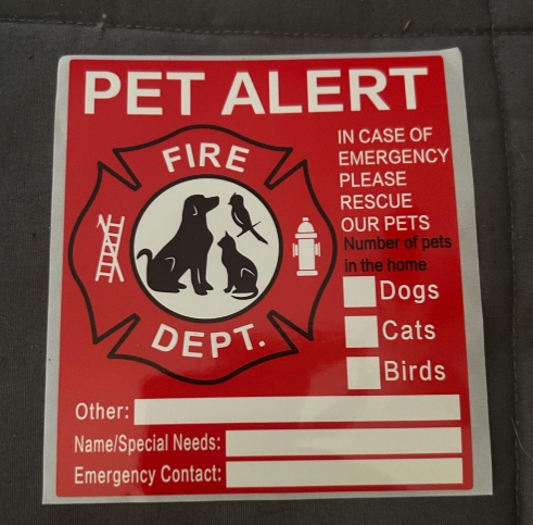 Pet Alert Emergency Sticker