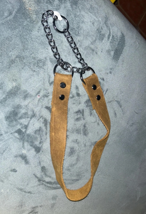 Leather Martingale Collar with Chain