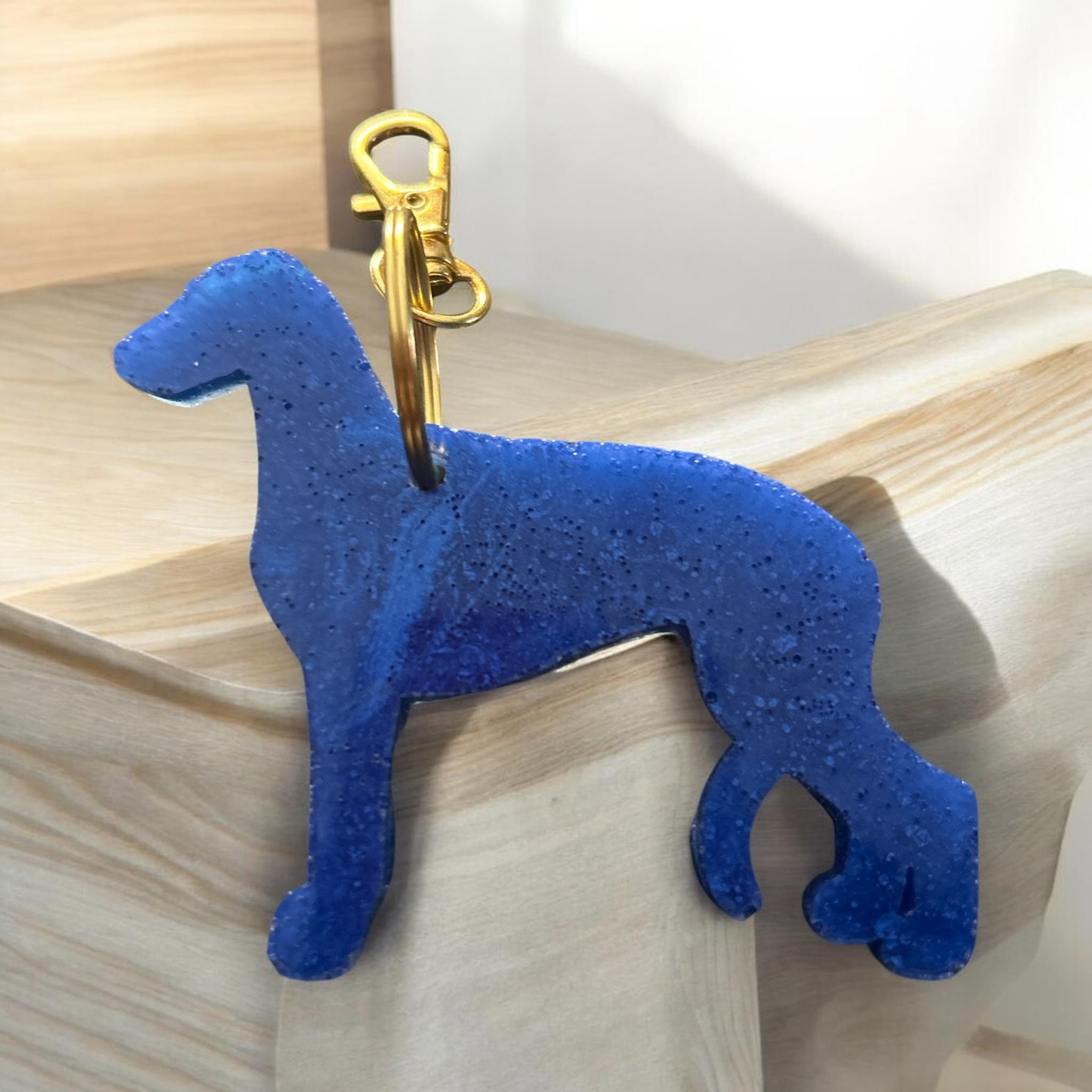 Greyhound Epoxy Resin Keychain