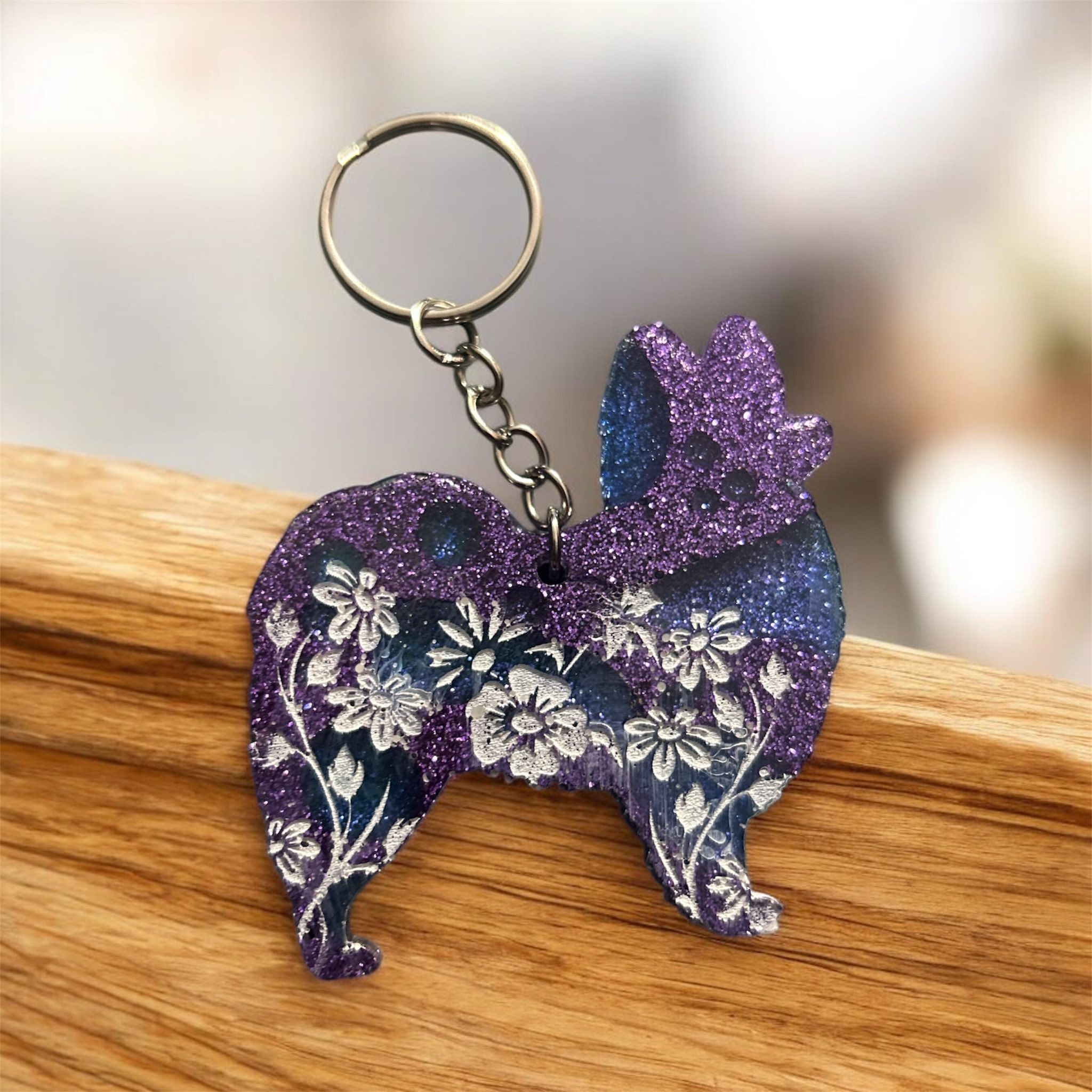 Papillon Epoxy Resin Keychain