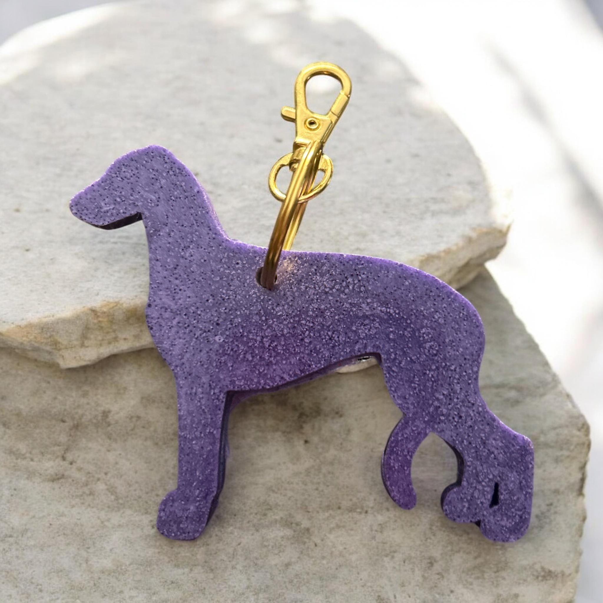 Greyhound Epoxy Resin Keychain