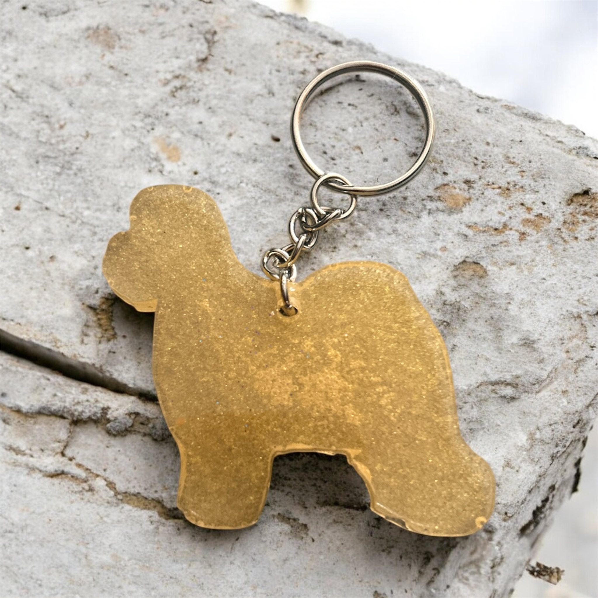 Old English Sheepdog Epoxy Resin Keychain