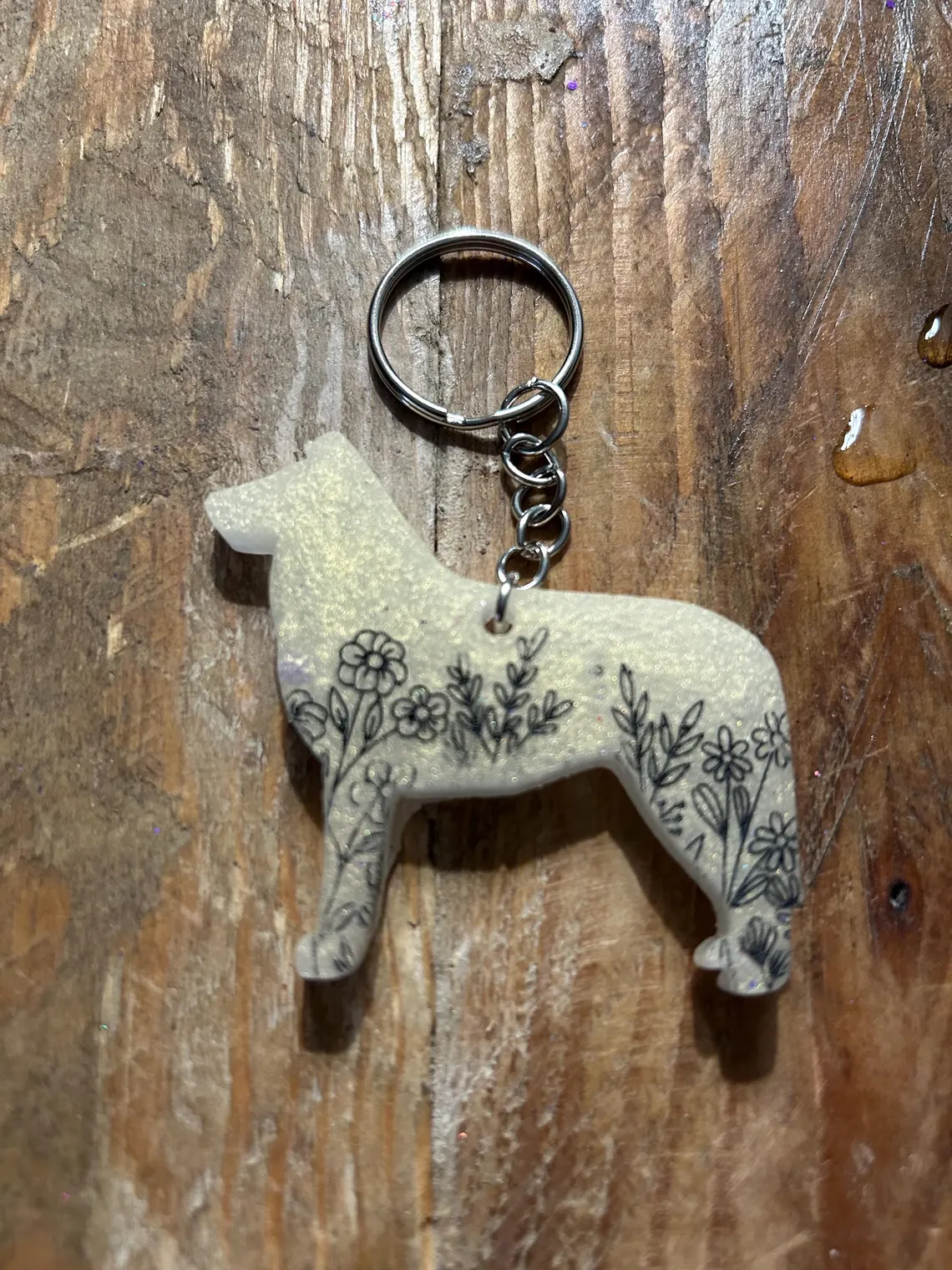 Smooth Collie Epoxy Resin Keychain