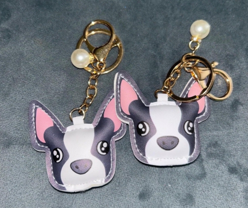 Leather Boston Terrier Keychain