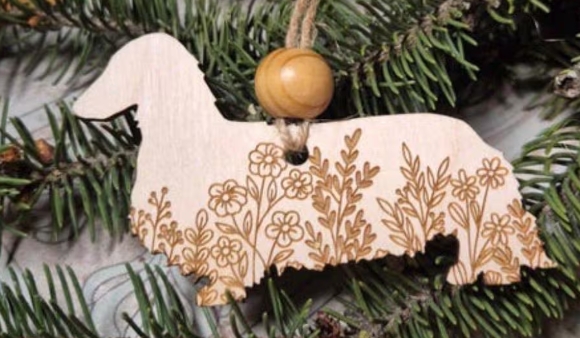 Longhair Dachshund - Wooden Ornament